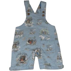 Beatrix Potter Peter Rabbit Baby Overalls Romper 12M Blue Storybook Print Easter